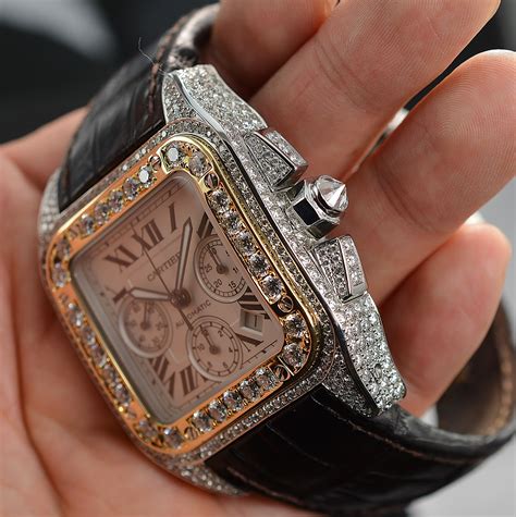 cartier santos 100 xl massif oro|cartier santos 100 diamond bezel.